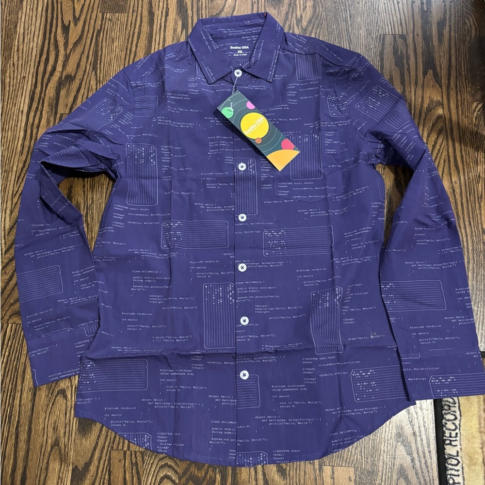 Svaha button down shirt XS coding tech